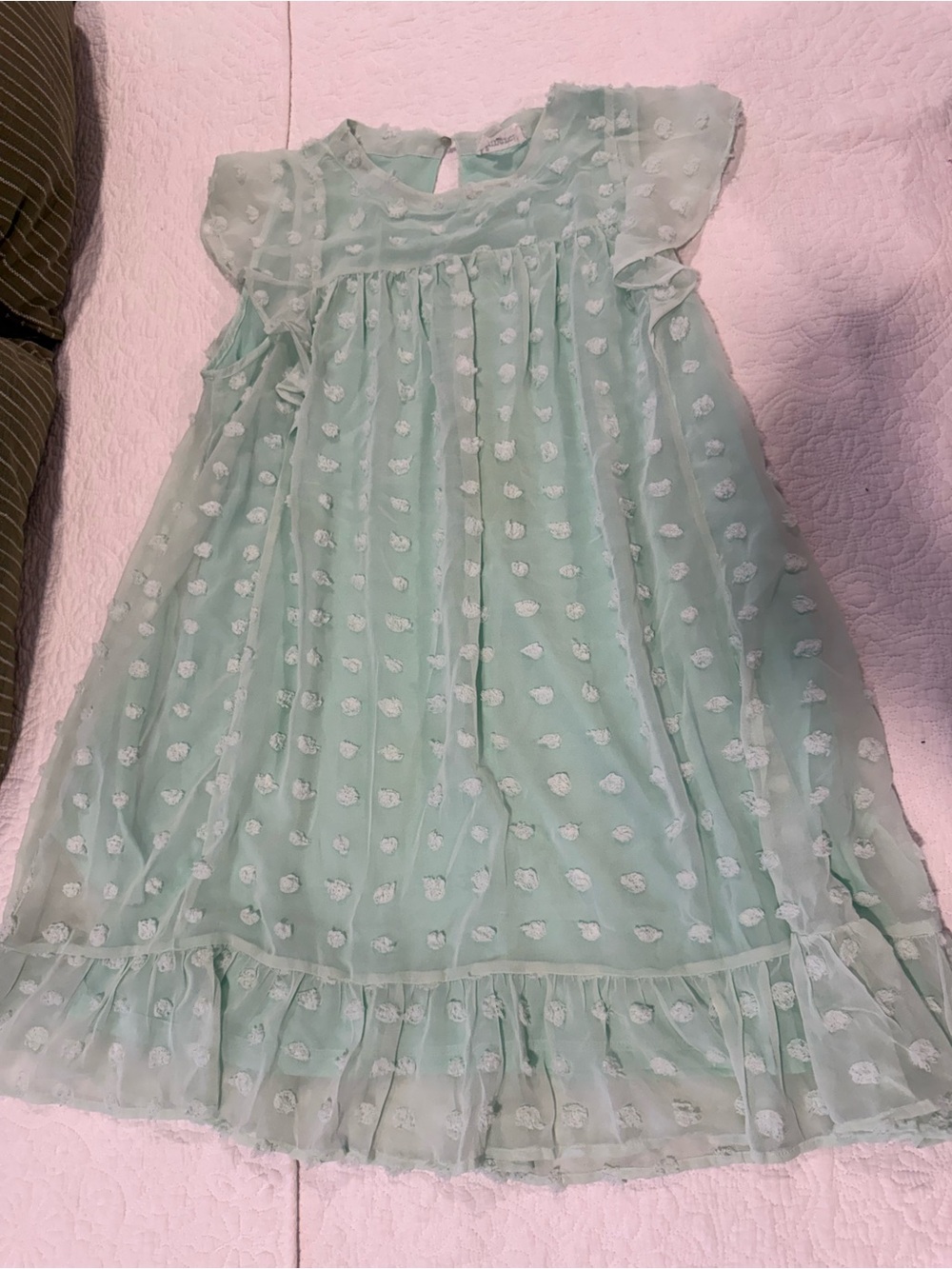 Women’s Mint GreenBabydoll Swiss Dot Chiffon Dress